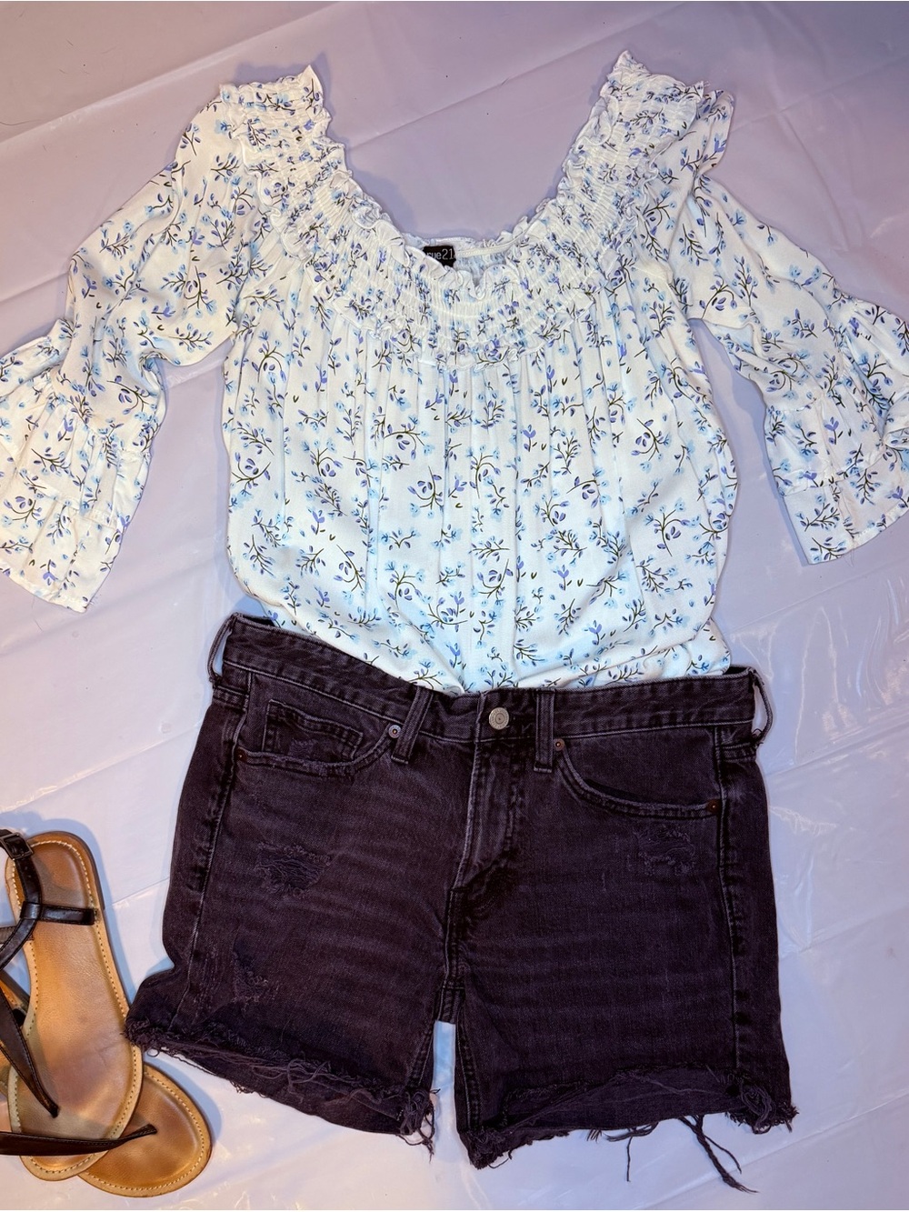 Lucky Brand Black Denim Jean Shorts with Frayed Hems
